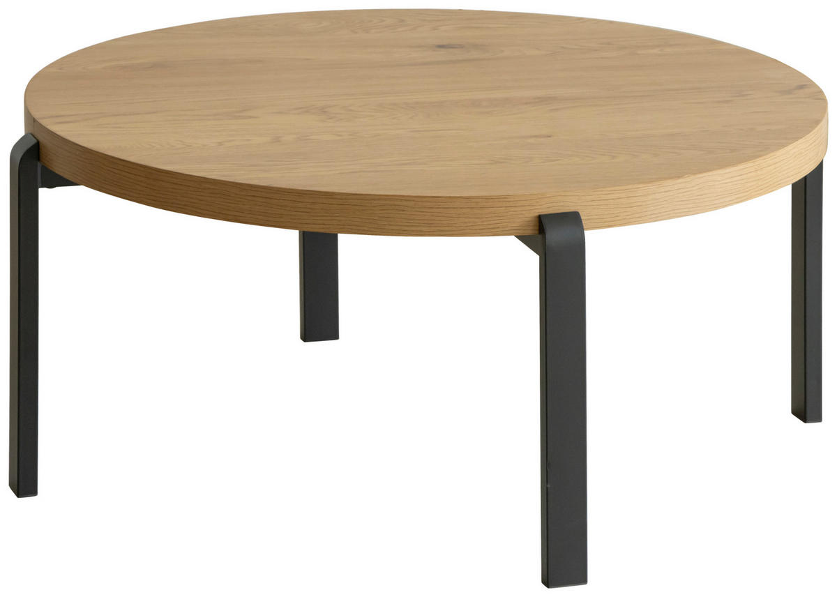 COUCHTISCHSET 80/80/38 cm rund Schwarz, Eichefarben  - Eichefarben/Schwarz, Design, Holzwerkstoff/Metall (80/80/38cm) - Carryhome