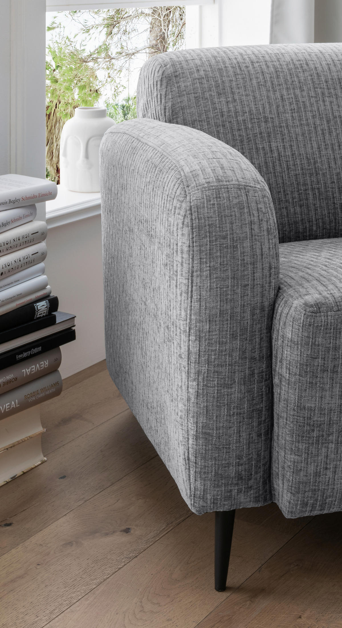 SESSEL in Velours Grau  - Schwarz/Grau, Modern, Textil/Metall (85/76/90cm) - Livetastic