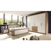 LOŽNICE, bílá, barvy dubu - bílá/barvy dubu, Design, kompozitní dřevo - Carryhome