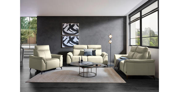 SESSEL in Echtleder Creme  - Creme/Schwarz, Design, Leder/Metall (107/105/98cm) - Belluti