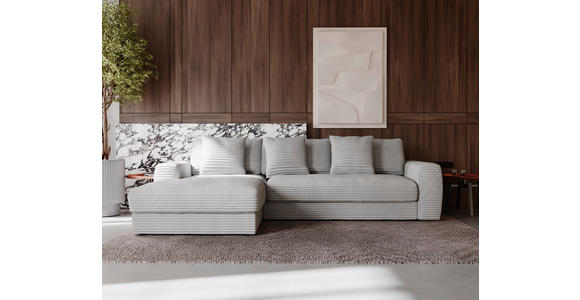 ECKSOFA Hellgrau Cord - Hellgrau/Schwarz, MODERN, Kunststoff/Textil (182/302cm) - Carryhome