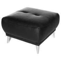 HOCKER Lederlook Schwarz  - Chromfarben/Schwarz, MODERN, Textil/Metall (65/46/65cm) - MID.YOU