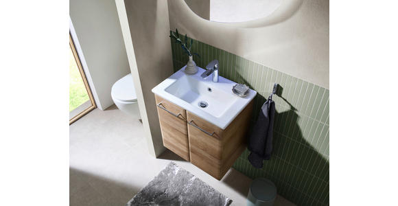 WASCHTISCHKOMBI 55 cm  - Chromfarben/Eichefarben, KONVENTIONELL, Keramik/Holzwerkstoff (55cm) - Xora