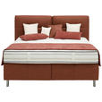BOXSPRINGBETT 200/200 cm  in Rostfarben  - Rostfarben/Alufarben, KONVENTIONELL, Textil/Metall (200/200cm) - Dieter Knoll