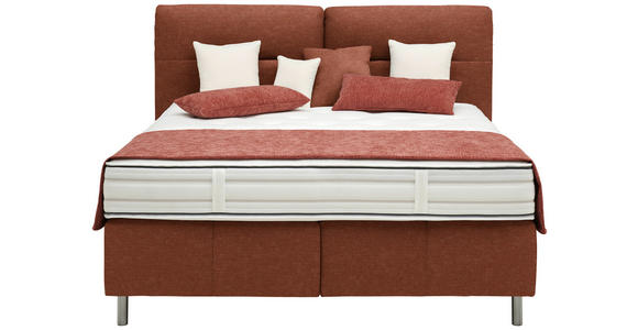 BOXSPRINGBETT 200/200 cm  in Rostfarben  - Rostfarben/Alufarben, KONVENTIONELL, Textil/Metall (200/200cm) - Dieter Knoll