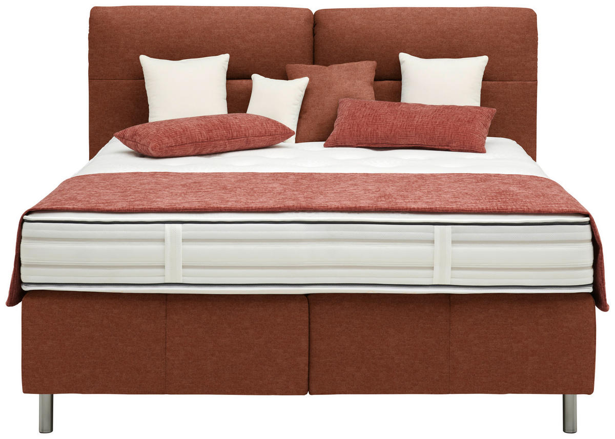 BOXSPRINGBETT 180/200 cm  in Rostfarben  - Rostfarben/Alufarben, KONVENTIONELL, Textil/Metall (180/200cm) - Dieter Knoll