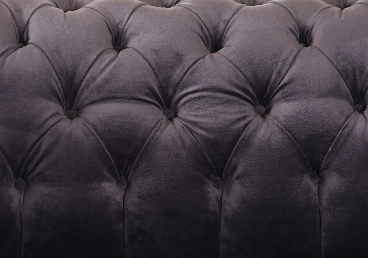 CHESTERFIELD-SOFA in Flachgewebe Anthrazit  - Anthrazit/Schwarz, LIFESTYLE, Textil/Metall (195/80/100cm) - Landscape