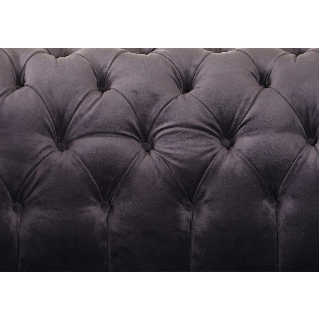 Thumbnail - Landscape Chesterfield-Sofa, Anthrazit, Textil, Uni, 2-Sitzer, 195x80x100 cm, Typenauswahl, Stoffauswahl, Hocker erhältl...