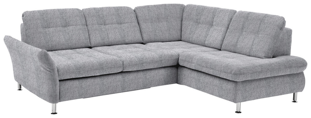 ECKSOFA in Webstoff Alufarben  - Chromfarben/Alufarben, Konventionell, Textil/Metall (242/210cm) - Beldomo Style