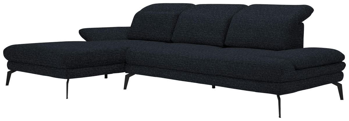 ECKSOFA in Webstoff Anthrazit  - Anthrazit/Schwarz, Design, Textil/Metall (180/289cm) - Stylife