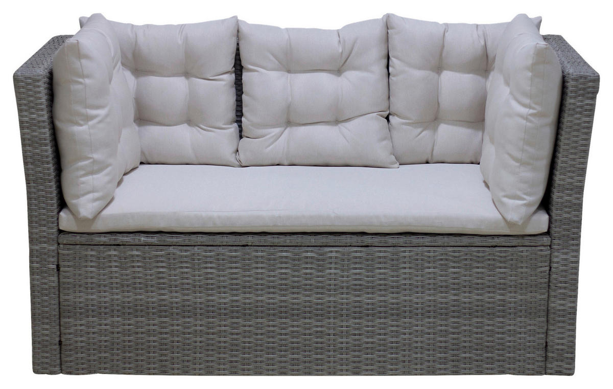 GARTENBANK 160/80/85 cm  in Grau, Beige  - Beige/Schwarz, MODERN, Kunststoff/Textil (160/80/85cm) - Ambia Garden