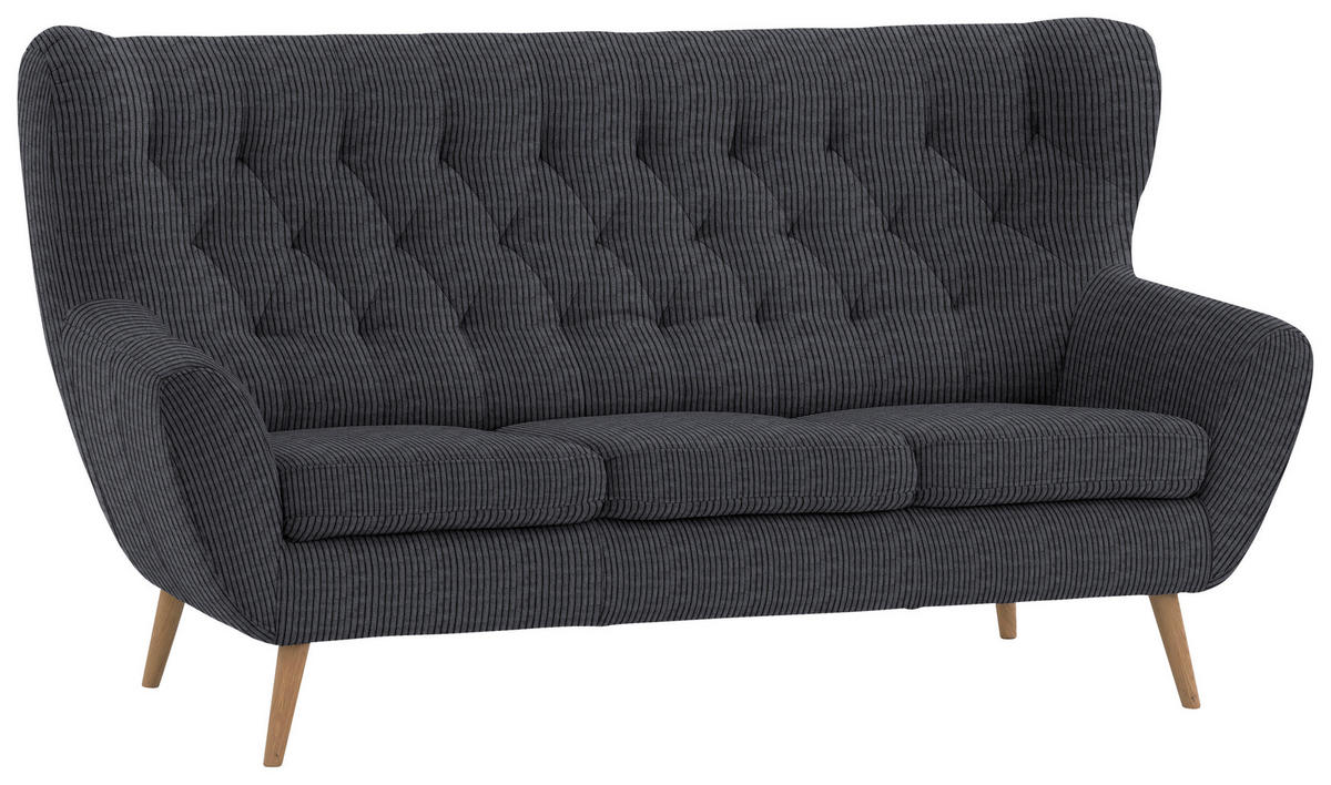 3-SITZER-SOFA in Cord Anthrazit  - Anthrazit, Design, Holz/Textil (187/101/95cm) - Stylife