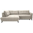 ECKSOFA in Flachgewebe, Leinenoptik Beige  - Beige/Schwarz, Design, Textil/Metall (208/247cm) - Xora