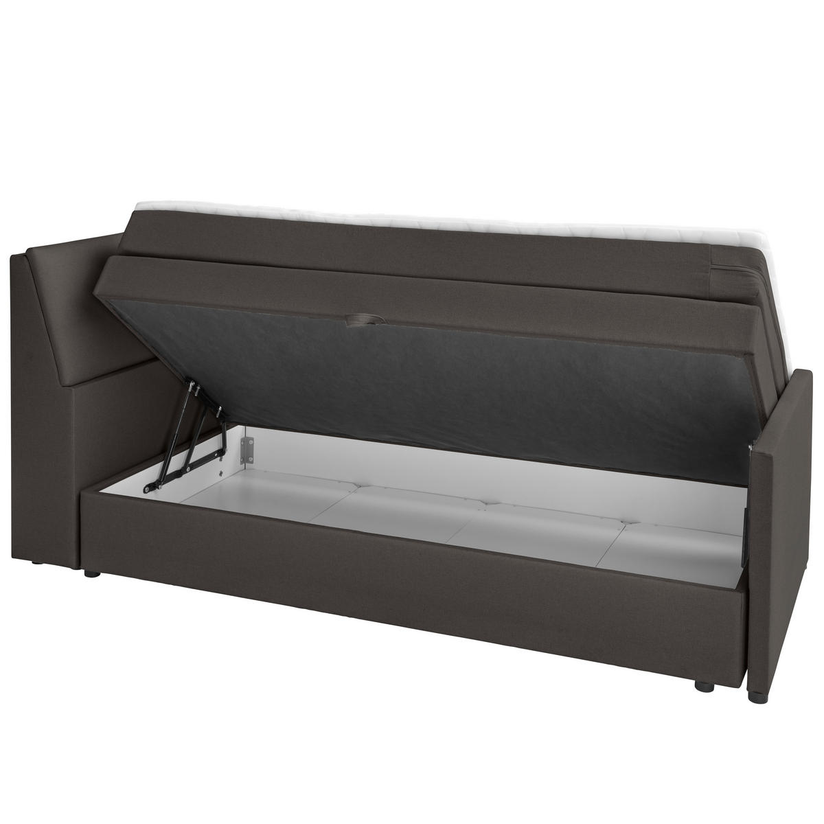 BOXSPRING-ÁGY 100/200 cm  grafitszürke  - grafitszürke/fekete, Modern, textil/fa (100/200cm) - MID.YOU