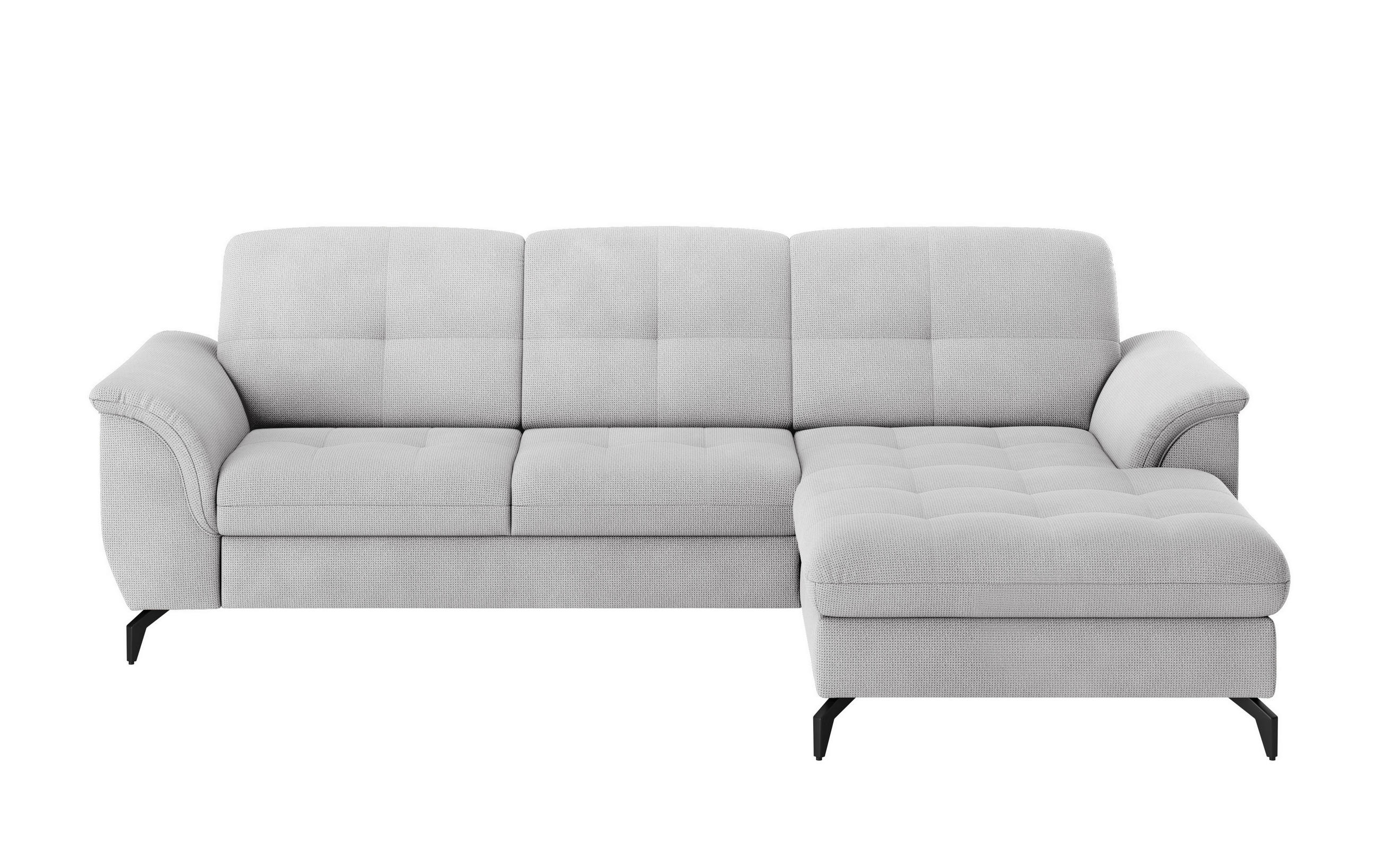 ECKSOFA ZORA E Silberfarben Flachgewebe  - Silberfarben/Schwarz, MODERN, Textil/Metall (262/164cm) - Sit & More