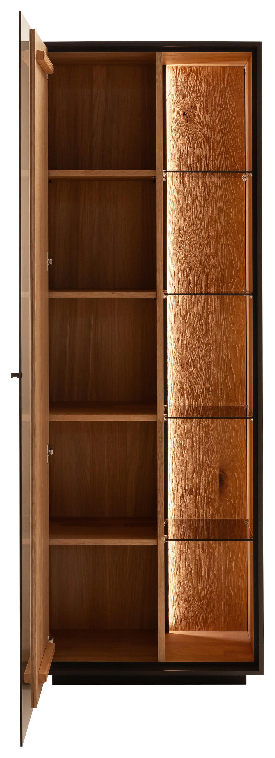 VITRINE  in massiv Kerneiche Eichefarben - Eichefarben/Anthrazit, Design, Glas/Holz (67/197/42cm) - Schöner Wohnen