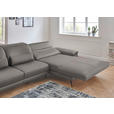 ECKSOFA Rivello in Echtleder Grau  328/193 cm  - Schwarz/Grau, Design, Leder/Metall (328/193cm) - Dieter Knoll