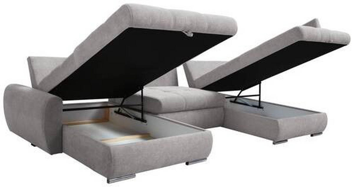 ECKSOFA in Velours Fango  - Chromfarben/Fango, Design, Kunststoff/Textil (174/322/173cm) - Livetastic