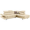 Ecksofa inkl. Funktion Ecru Kombination Echtleder/Lederlook Lederlook  - Chromfarben/Ecru, Design, Leder/Textil (256/212cm) - Stylife