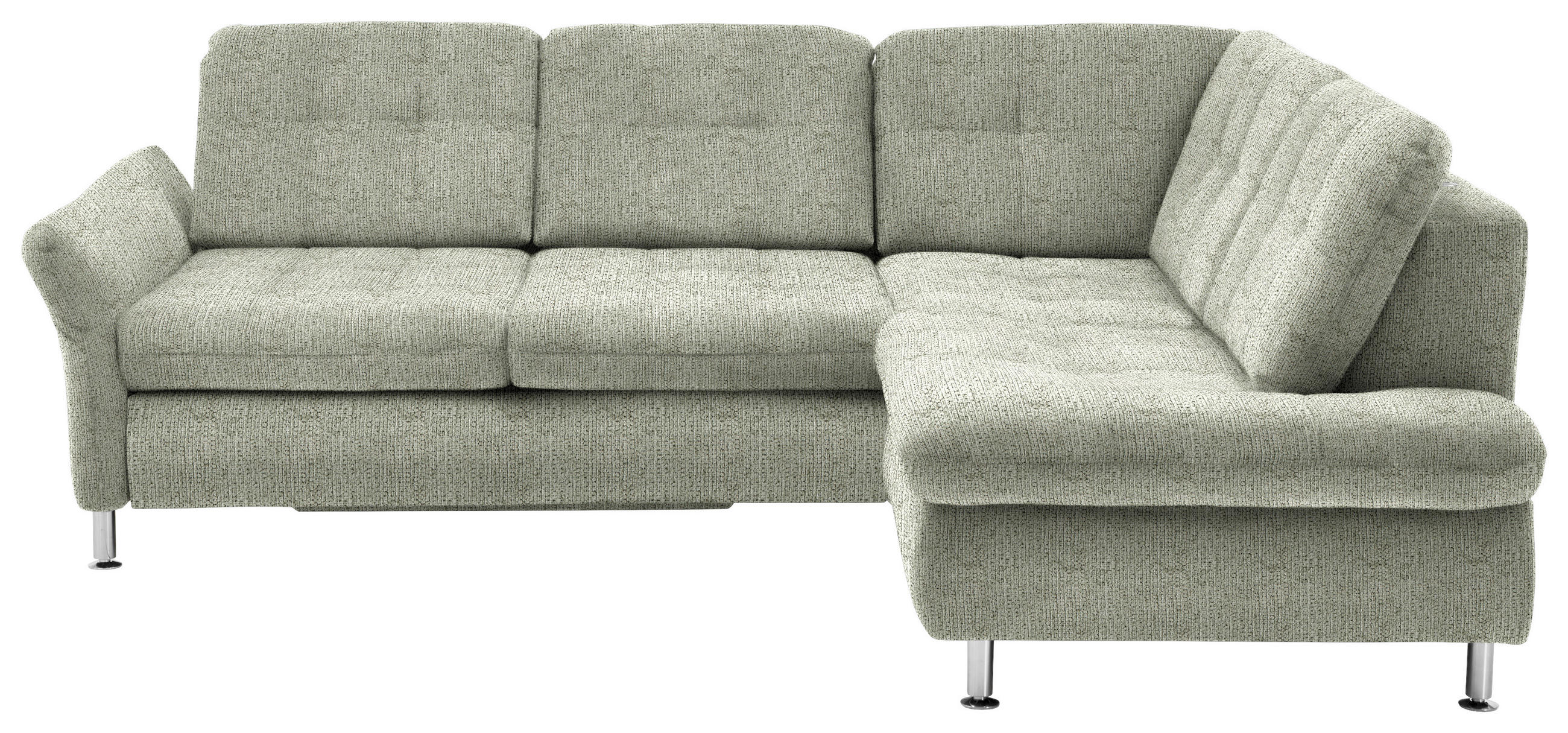 ECKSOFA Grün Webstoff  - Chromfarben/Grün, KONVENTIONELL, Textil/Metall (242/210cm) - Beldomo Style