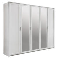 ŠATNÍ SKŘÍŇ SE ZRCADLEM, bílá, 225/210/58 cm - bílá/barvy stříbra, Konvenční, kompozitní dřevo/sklo (225/210/58cm) - MID.YOU