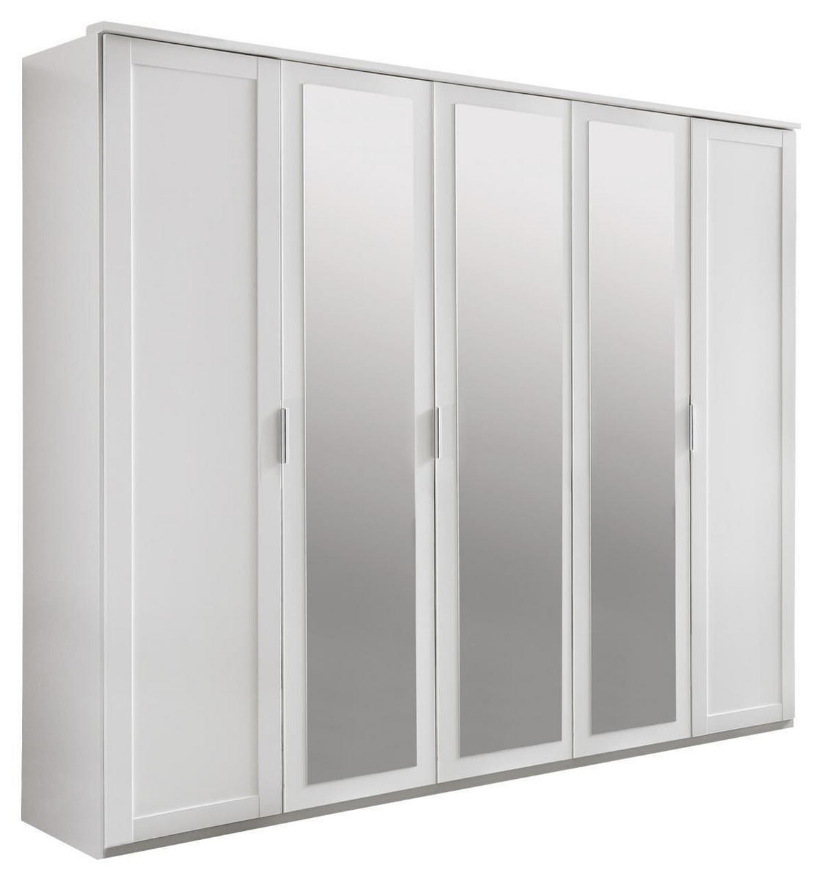 ŠATNÍ SKŘÍŇ SE ZRCADLEM, bílá, 225/210/58 cm - bílá/barvy stříbra, Konvenční, kompozitní dřevo/sklo (225/210/58cm) - MID.YOU