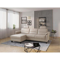 ECKSOFA PALMERA V Beige Mikrofaser  - Wengefarben/Beige, KONVENTIONELL, Holz/Textil (163/244cm) - Sit & More