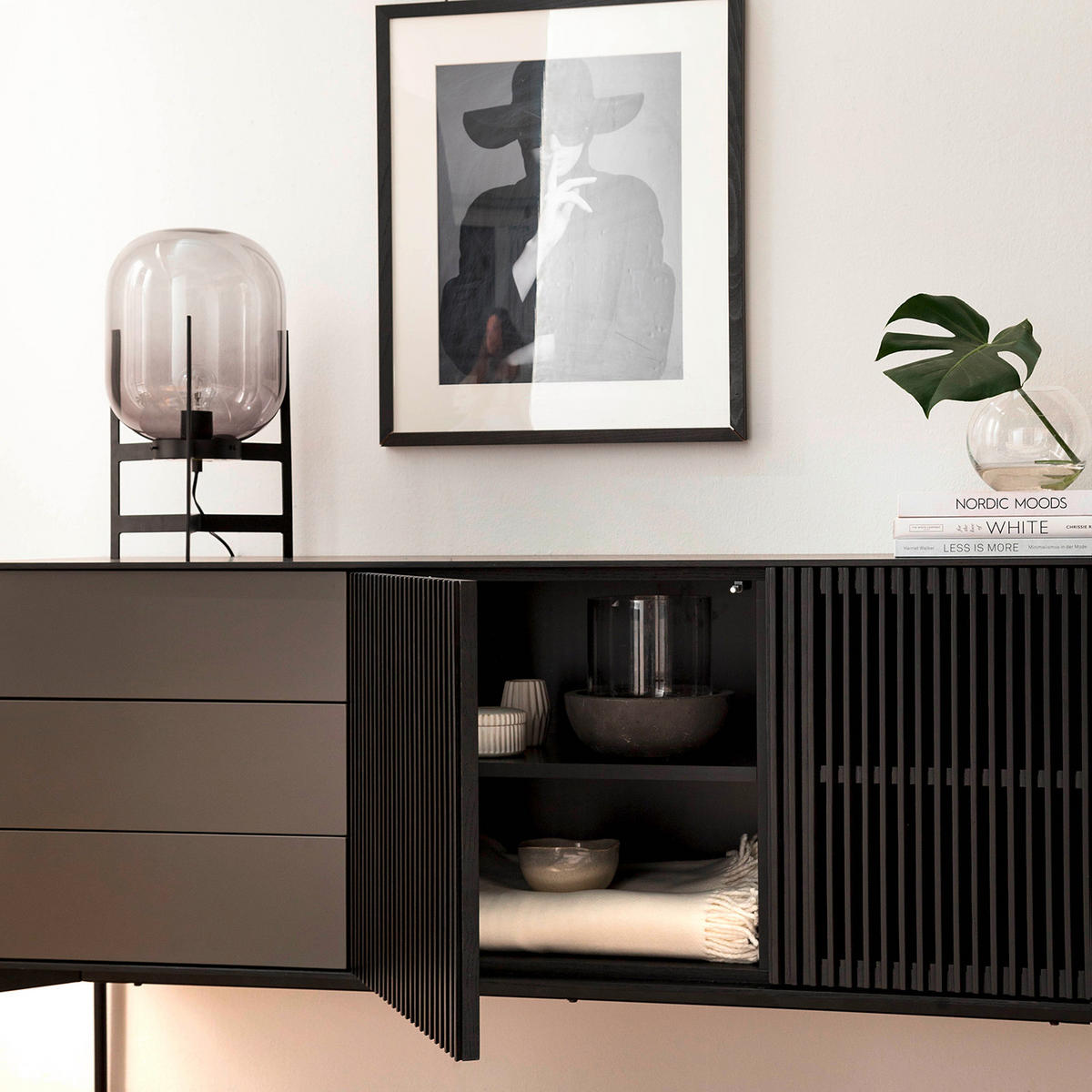 SIDEBOARD antracit, svart  160/82/45 cm  - svart/antracit, Design, metall/trämaterial (160/82/45cm) - home24