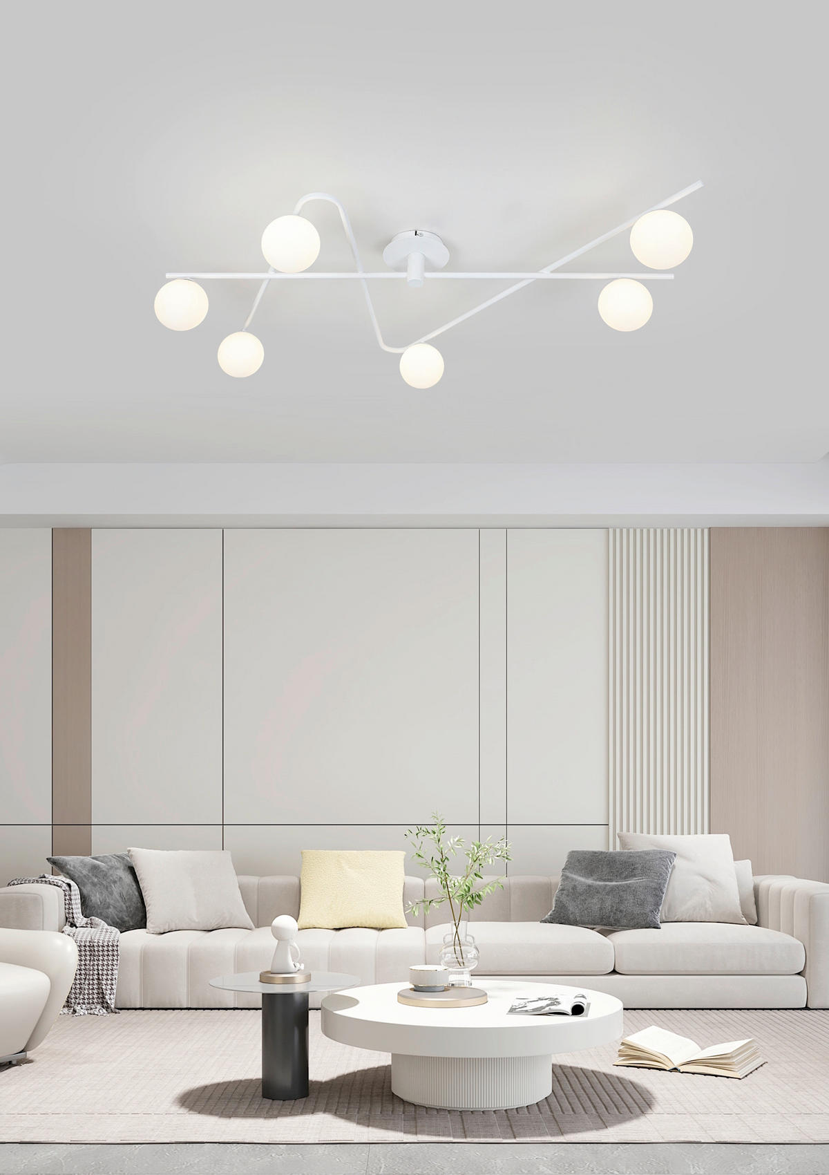 DECKENLEUCHTE 120/73,5/28 cm  - Weiß, Trend, Glas/Metall (120/73,5/28cm) - Collett's Monde