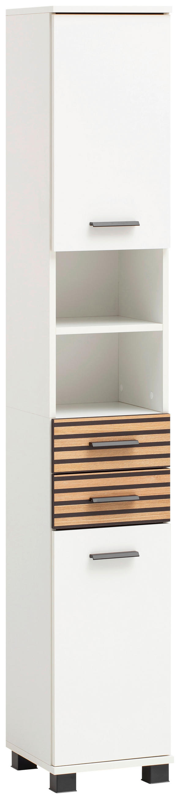 Stylife Hochschrank Katta Weiß, Eiche 30.3x180.9x32.6 cm