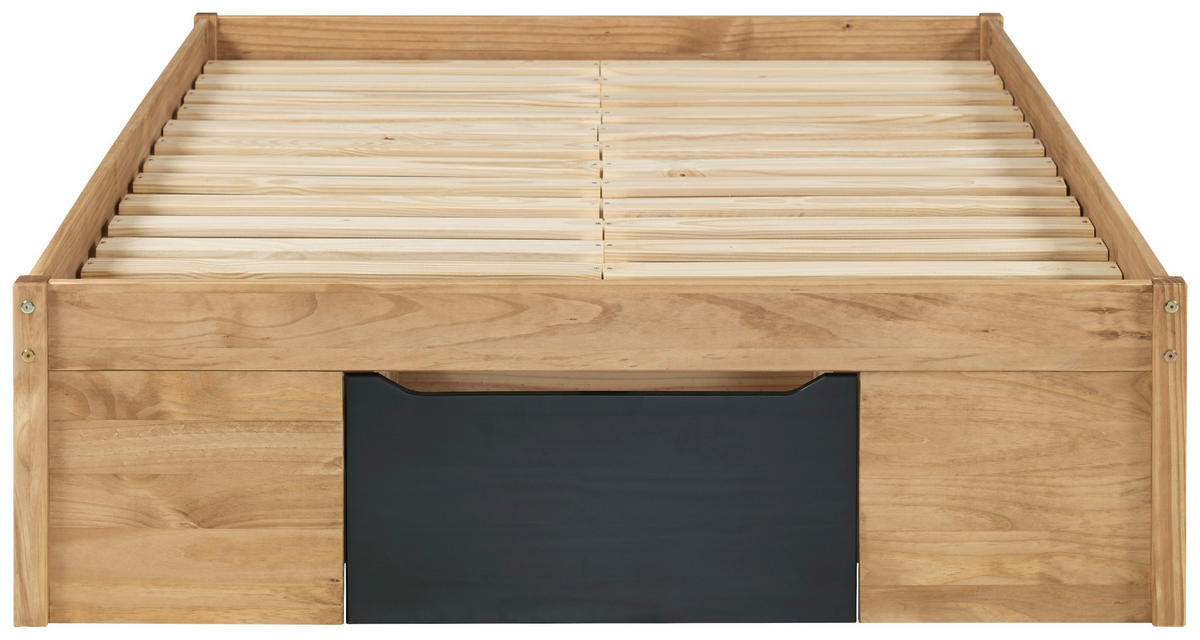 KREVET S PROSTOR. ZA ODLAGANJ   90/200 cm   prirodne boje, crna  - prirodne boje/crna, Moderno, drvni materijal/drvo (90/200cm) - MID.YOU