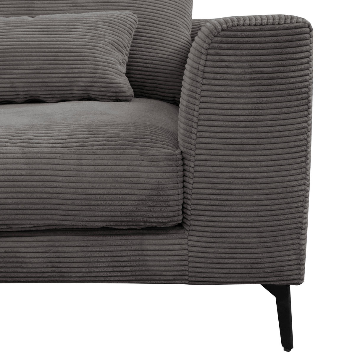 ECKSOFA in Cord Grau  - Schwarz/Grau, Design, Textil/Metall (172/313cm) - Livetastic