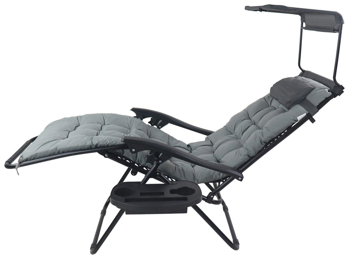 GARTENLIEGE 64/133/91 cm  - Hellgrau, MODERN, Textil/Metall (64/133/91cm) - Gardenson