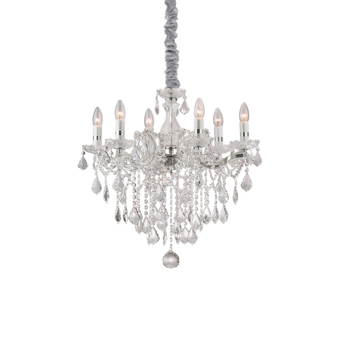 KRONLEUCHTER Florian Cromo 60/82-120 cm   - Chromfarben, KONVENTIONELL, Glas/Stein (60/82-120cm) - Ideal Lux