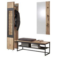 GARDEROBE  in 168,9/195,6/41 cm  - Eichefarben/Schwarz, Design, Glas/Holz (168,9/195,6/41cm) - Valdera
