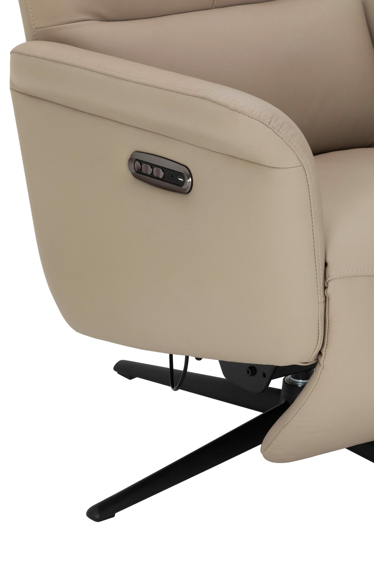 RELAXSESSEL Lederlook Echtleder    - Beige/Schwarz, KONVENTIONELL, Leder/Textil (75/111/90cm) - Livetastic