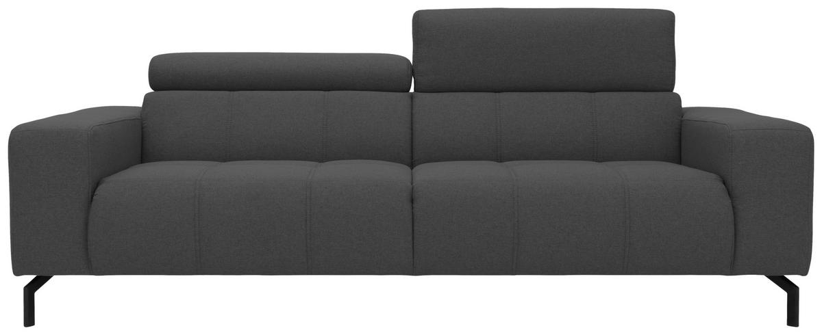 3-SITZER-SOFA Webstoff Grau  - Schwarz/Grau, Design, Textil/Metall (238/79/104cm) - MID.YOU
