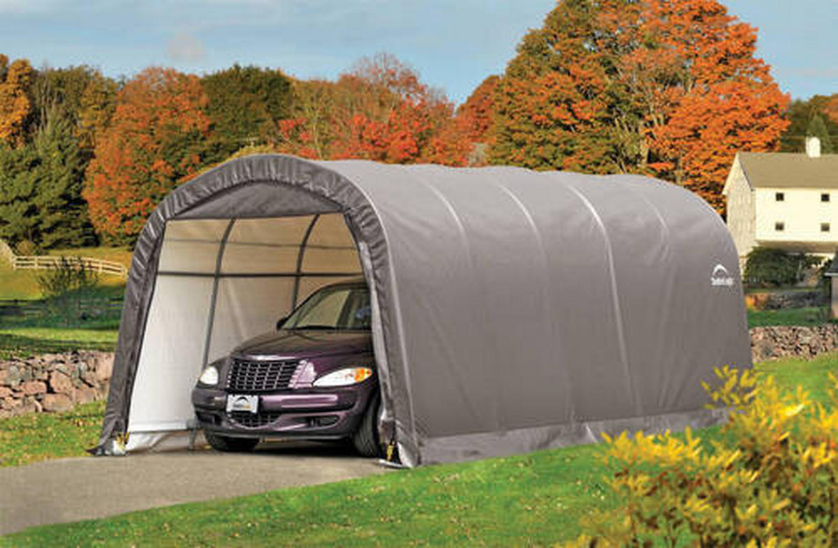 CARPORT 370/240/610 cm Stahl  - Grau, Basics, Kunststoff/Metall (370/240/610cm) - Ambia Garden
