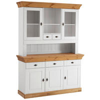 BUFFET 143/197/45 cm  in Weiß, Laugenfarbig  - Laugenfarbig/Weiß, ROMANTIK / LANDHAUS, Glas/Holz (143/197/45cm) - Boxxx