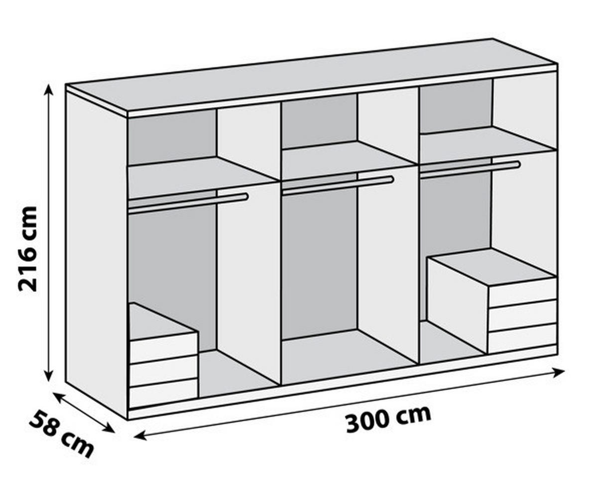 GARDEROB MED GÅNGJÄRN 300/216/58 cm 6-dörrar - sahara/svart, Modern, metall/trämaterial (300/216/58cm) - MID.YOU
