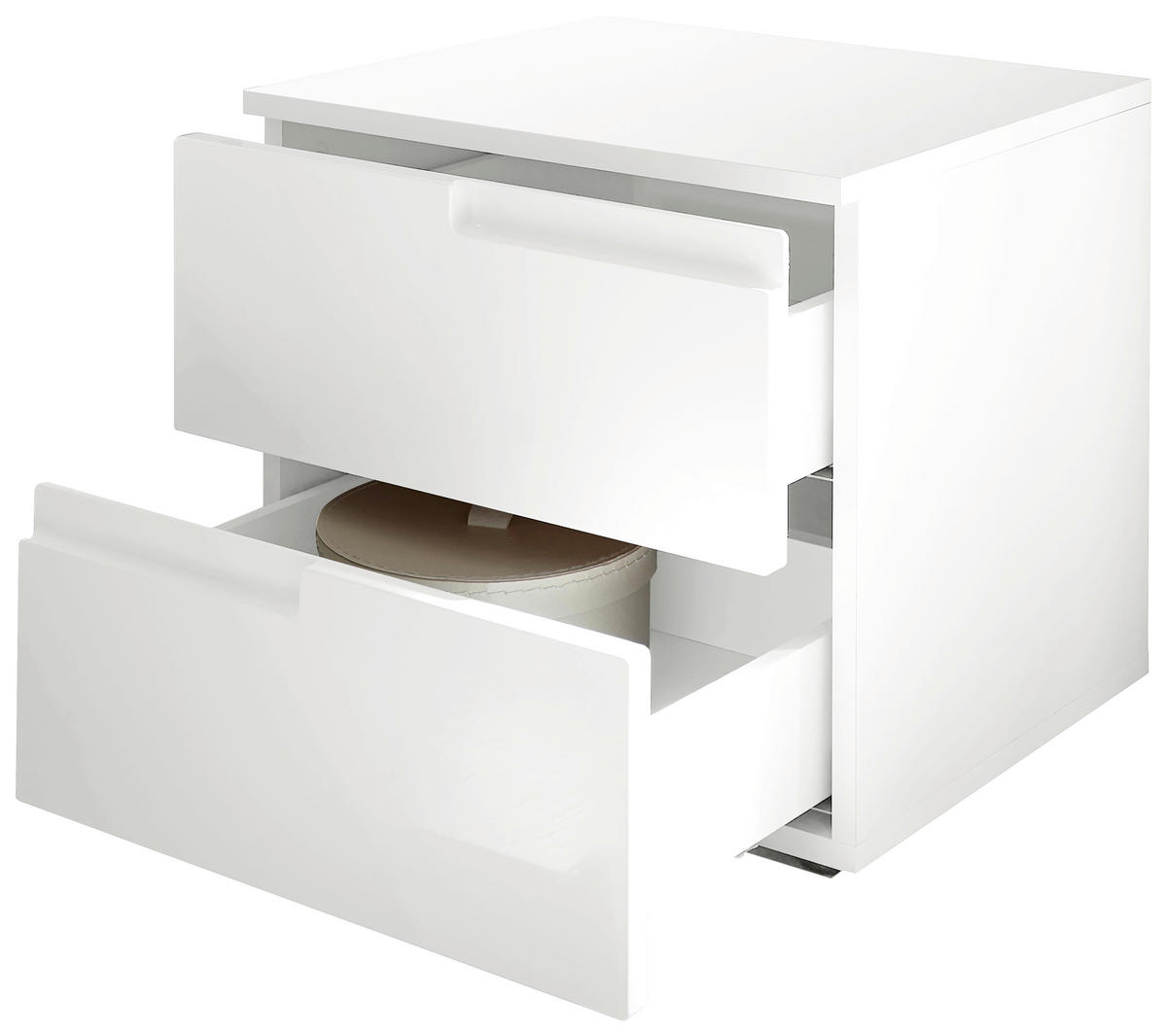 NOĆNI ORMARIĆ bijela, bijela visoki sjaj   - bijela/bijela visoki sjaj, Moderno, drvni materijal/plastika (46,2/41,7/40cm) - Carryhome
