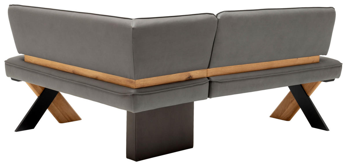ECKBANK 188/145 cm Flachgewebe Eichefarben, Dunkelgrau Wildeiche massiv   - Wildeiche/Eichefarben, KONVENTIONELL, Holz/Textil (188/145cm) - Venda