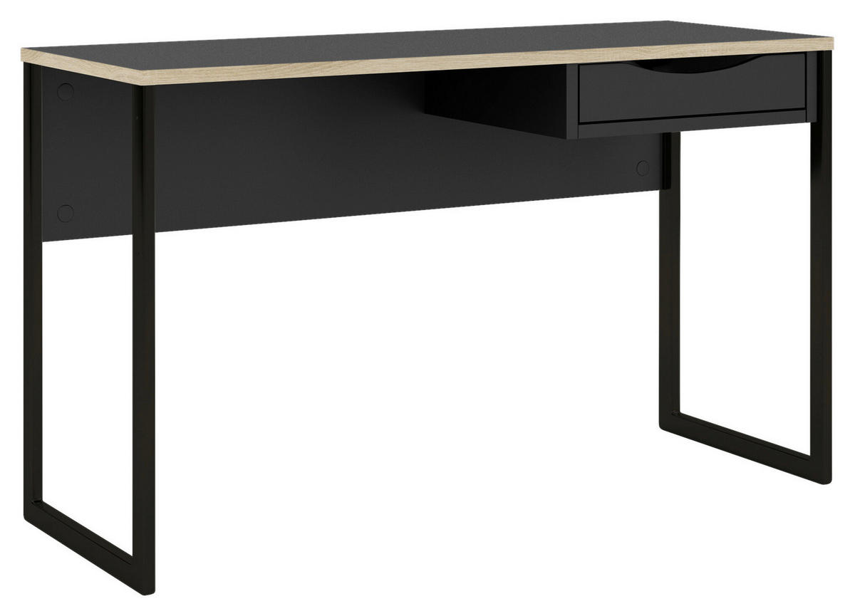 SCHREIBTISCH 130/48,4/76,8 cm  in Schwarz  - Schwarz, MODERN, Holzwerkstoff/Metall (130/48,4/76,8cm) - MID.YOU