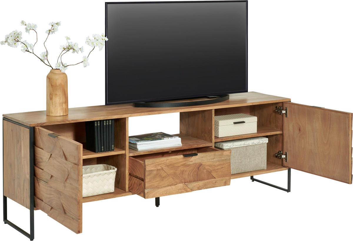 LOWBOARD  in 175/60/40 cm  - Schwarz/Akaziefarben, Trend, Holz/Metall (175/60/40cm) - Ambia Home