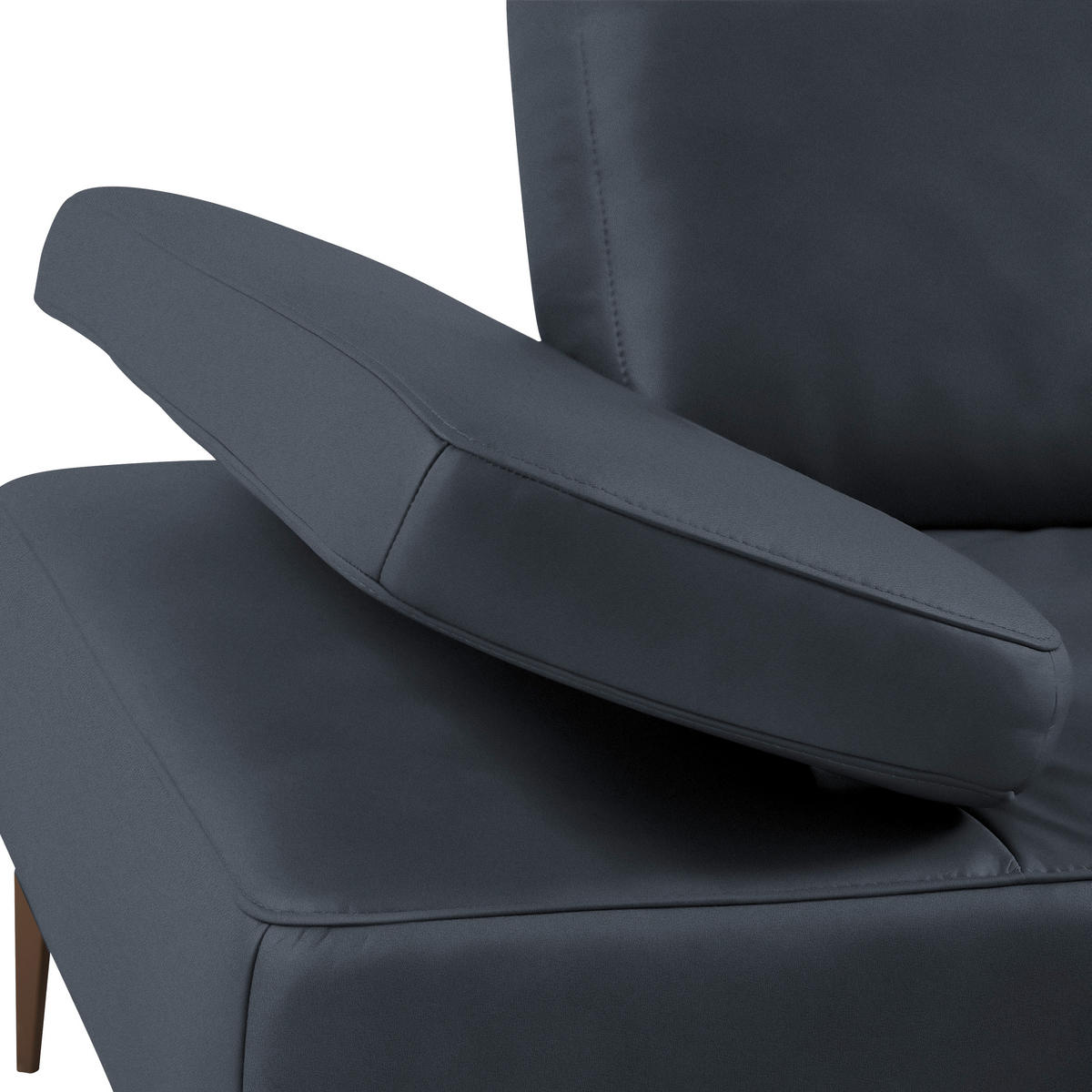 ECKSOFA in Echtleder Dunkelblau  - Bronzefarben/Dunkelblau, Design, Leder/Holz (314/176cm) - Valnatura