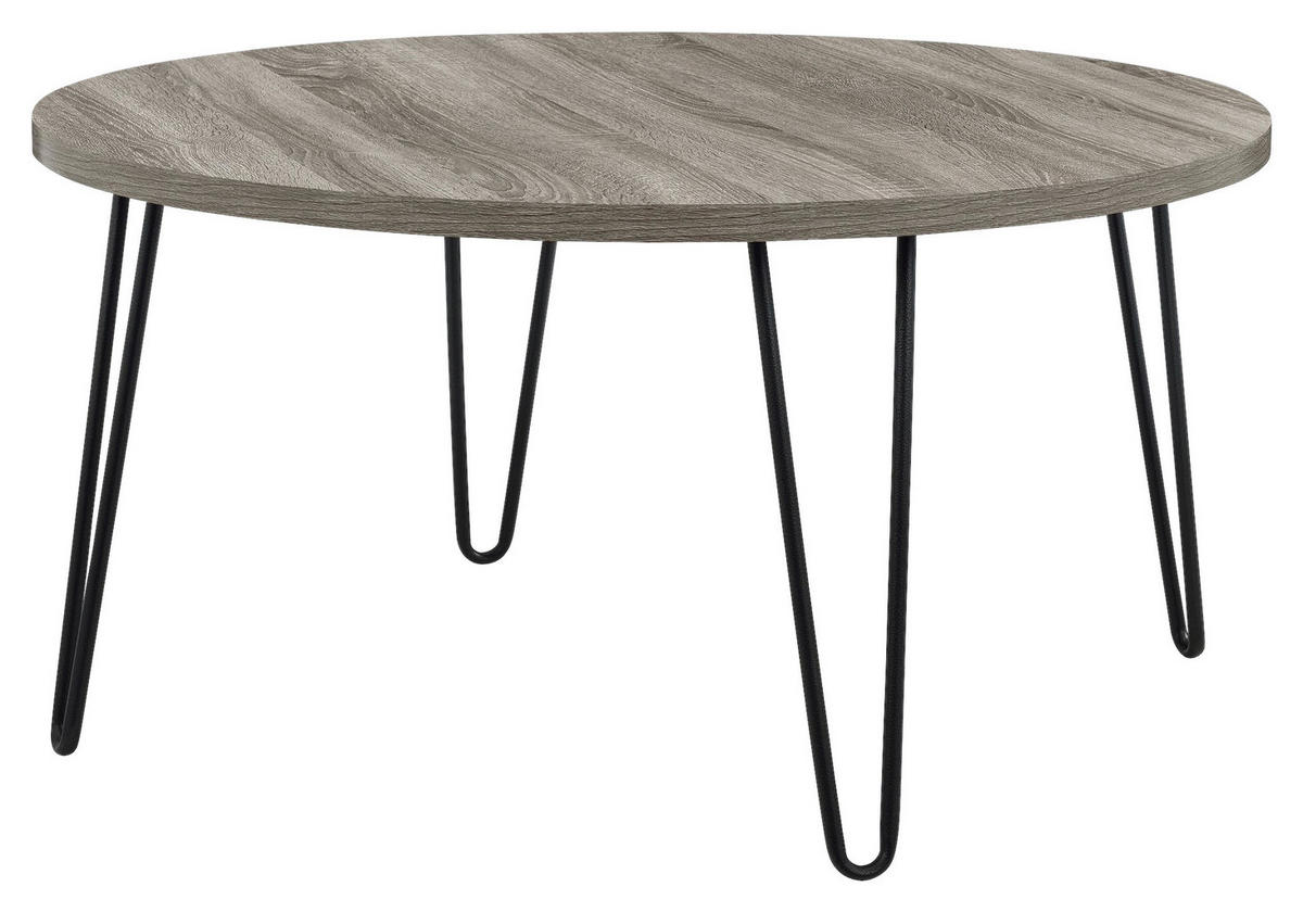 BEISTELLTISCH in Metall 90/45/90 cm  - Eichefarben/Schwarz, Design, Metall (90/45/90cm) - MID.YOU
