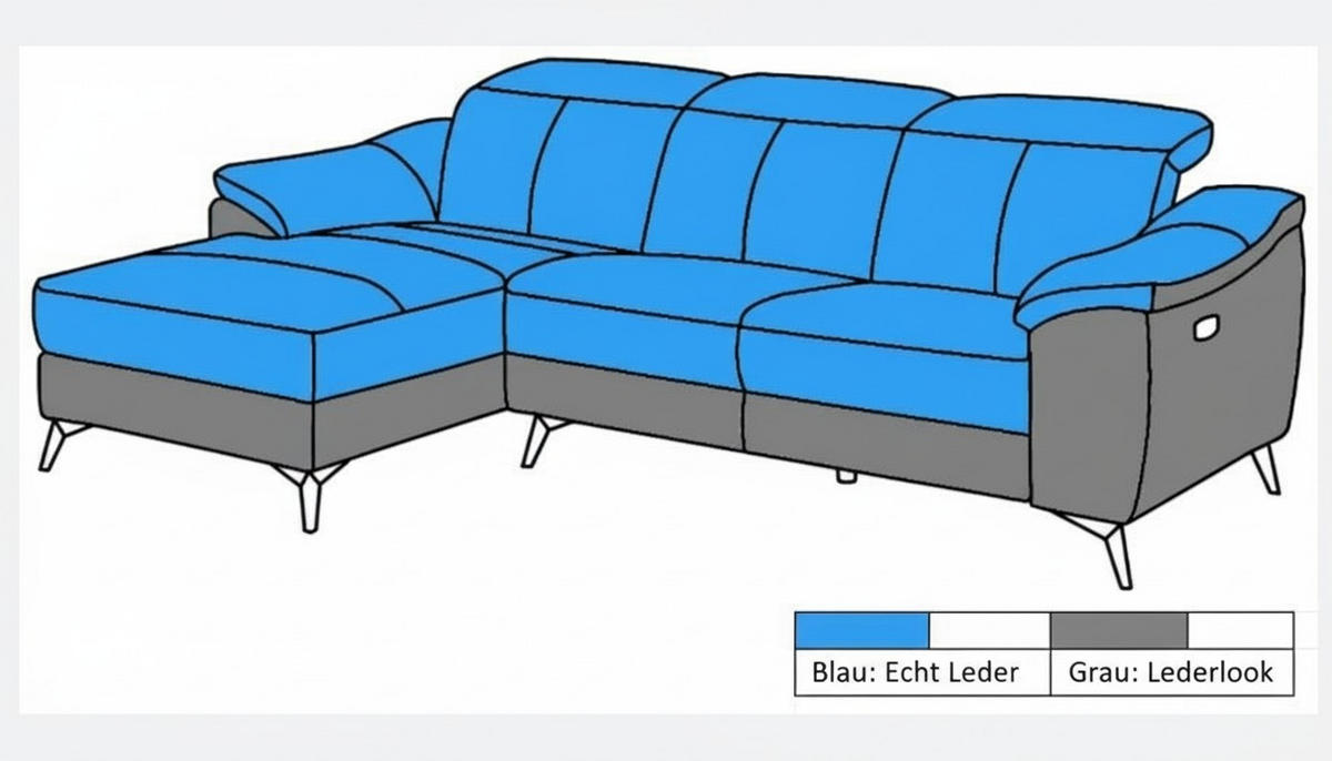 ECKSOFA  Lederlook Kombination Echtleder/Lederlook Schwarz  - Schwarz, Design, Leder/Textil (168/254cm) - Xora