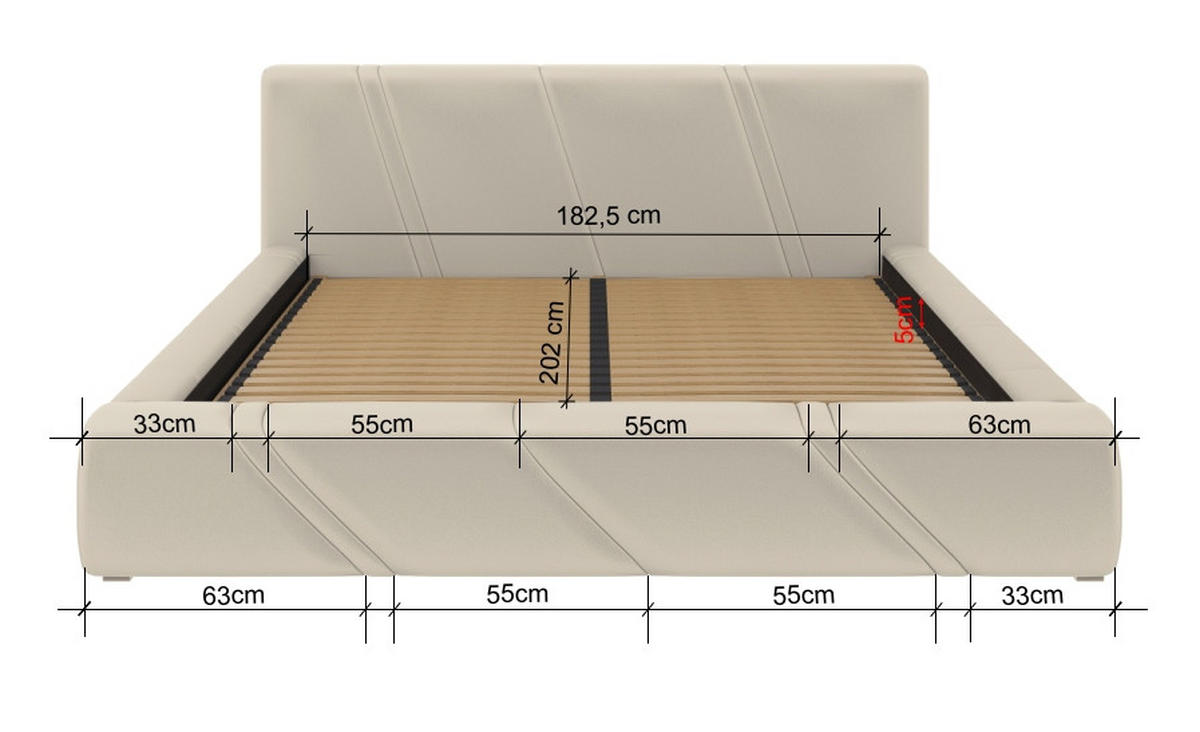 POLSTERBETT 180/200 cm,  in Beige, gepolstertes Kopfteil, Lattenrost, Bettkasten,  - Beige/Schwarz, Design, Holz/Kunststoff (180/200cm) - Chameo