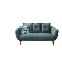 2,5-SITZER Velours Blau, Multicolor  - Blau/Buchefarben, MODERN, Holz/Textil (196/94/103cm) - Livetastic