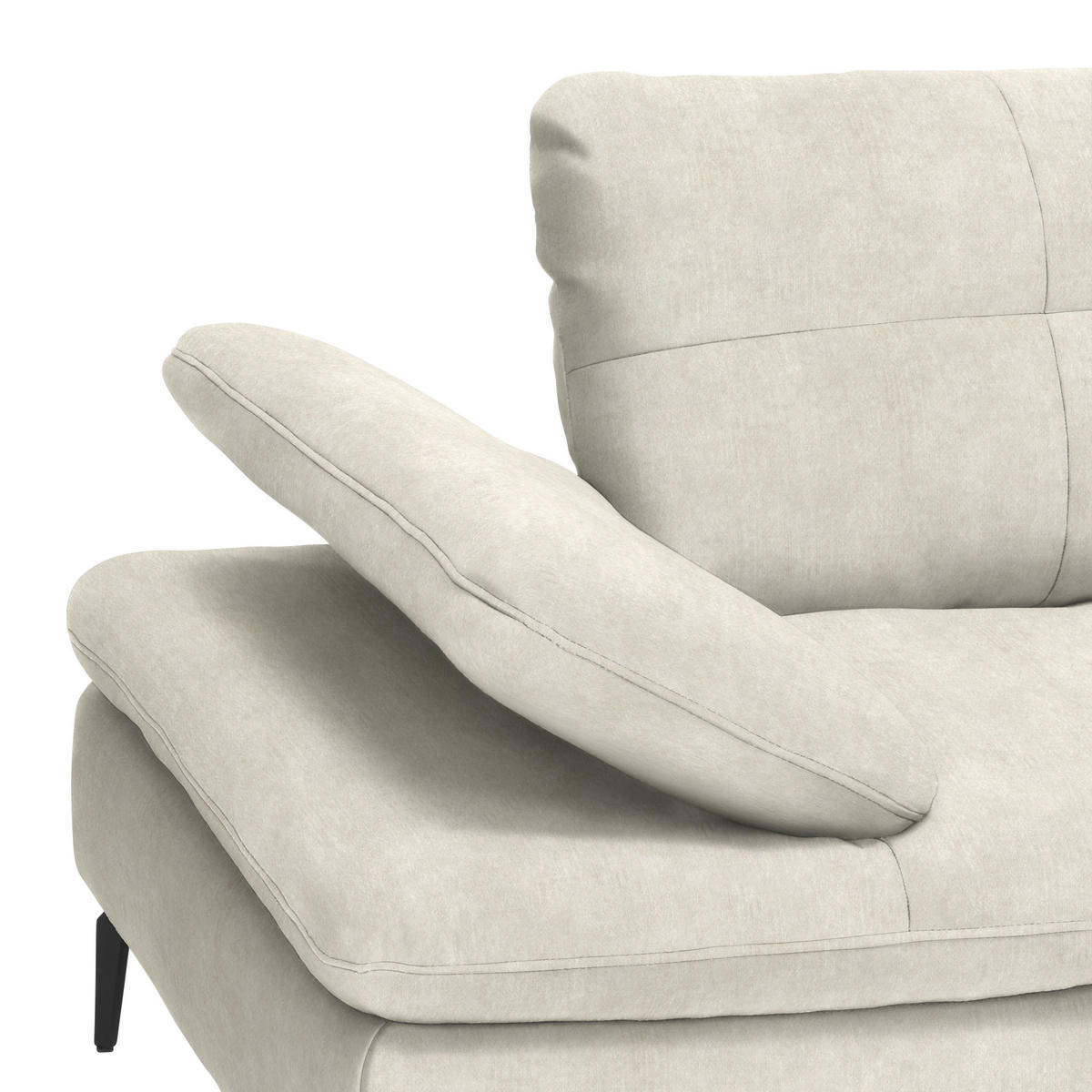 ECKSOFA in Velours Beige  - Beige/Schwarz, Design, Textil/Metall (301/179cm) - Chilliano